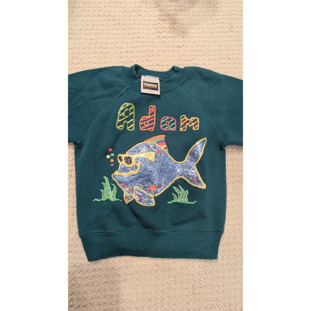 VINTAGE 90s  Hand Painted "Adam's" Sweatshirt Kids S